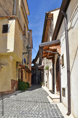 A street among the old houses of a medieval village