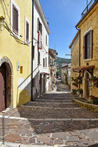 A street among the old houses of a medieval village
