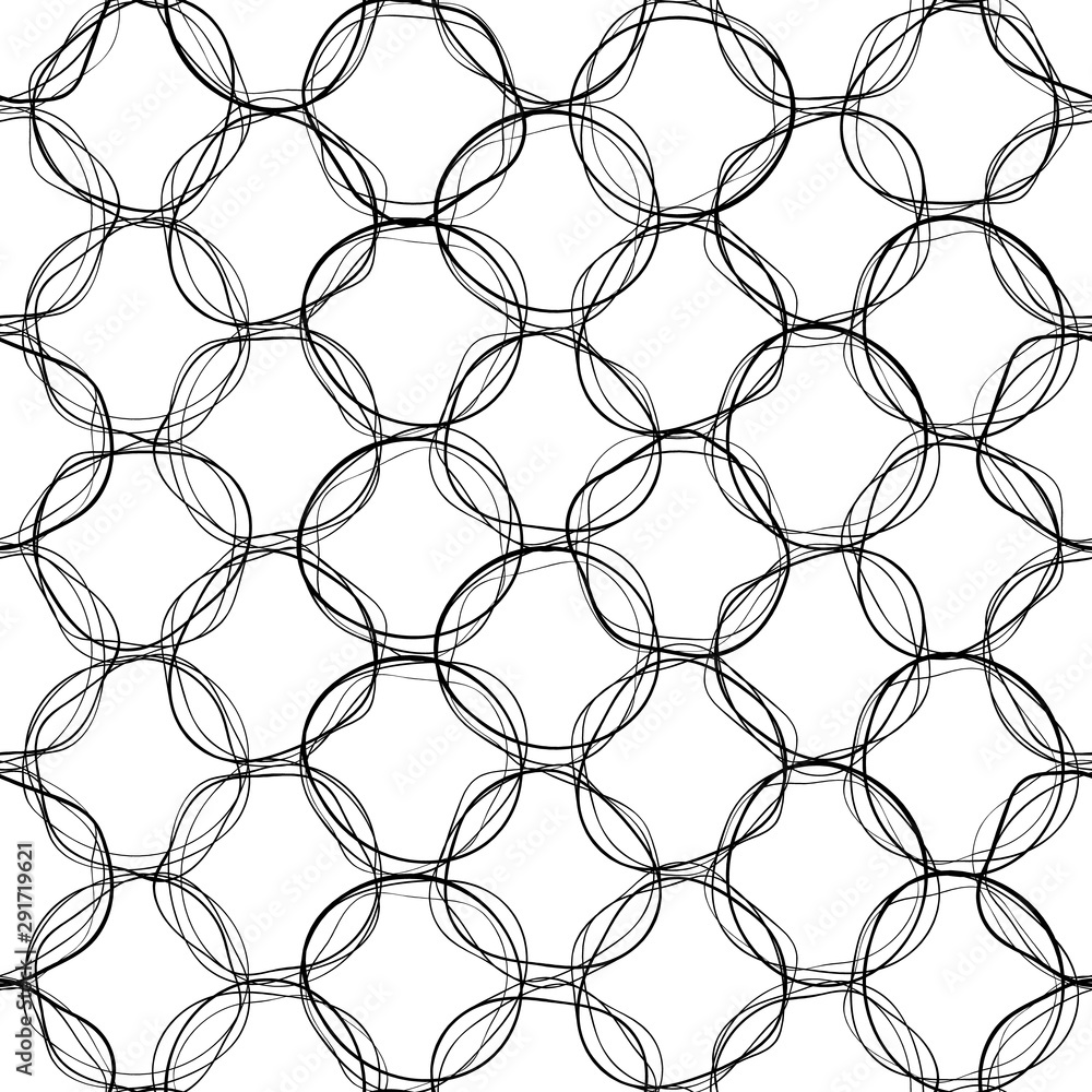 Naklejka premium Seamless circles doodle pattern.