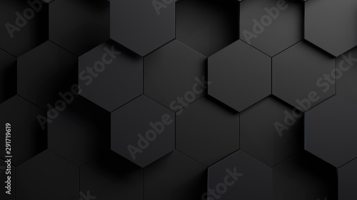 black honeycomb abstract background 4k resolution. 3d ilustration