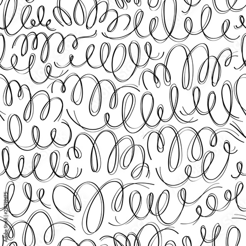 Seamless wavy scribbles doodle pattern.