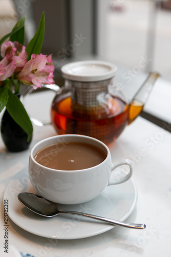 tea, high, afternoon, city, window, clear, glass, teapot, english, grey, earl, background, breakfast, buildings, cafe, coffee, cup, drink, flower, food, hot, morning, mug, nobody, outside, porcelain, 
