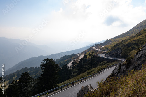 Beautiful landscape of mountain curvy road at Hehuashan, Taiwan