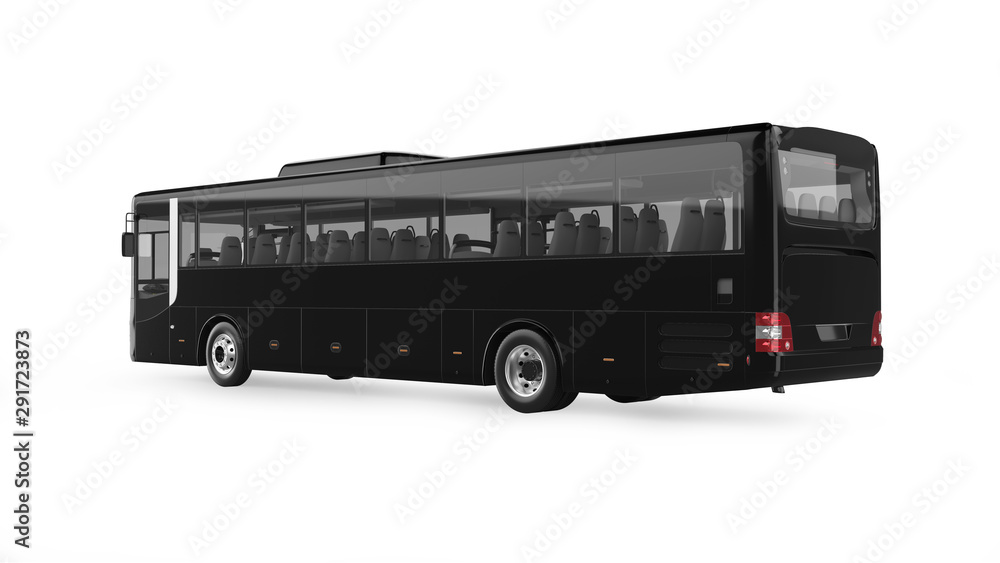 Intercity Bus Rear View 3D Rendering Isolated on White Intercity Bus Rear View 3D Rendering Isolated on White