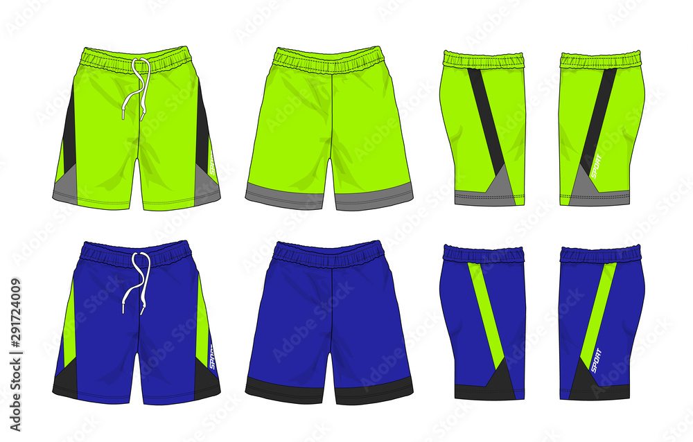 Set of Sport shorts template stock illustration	 - obrazy, fototapety, plakaty 