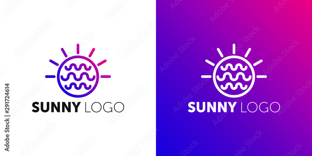 Fototapeta premium Stylized sun logo. abstract form. Vector design element of the summer SUN.