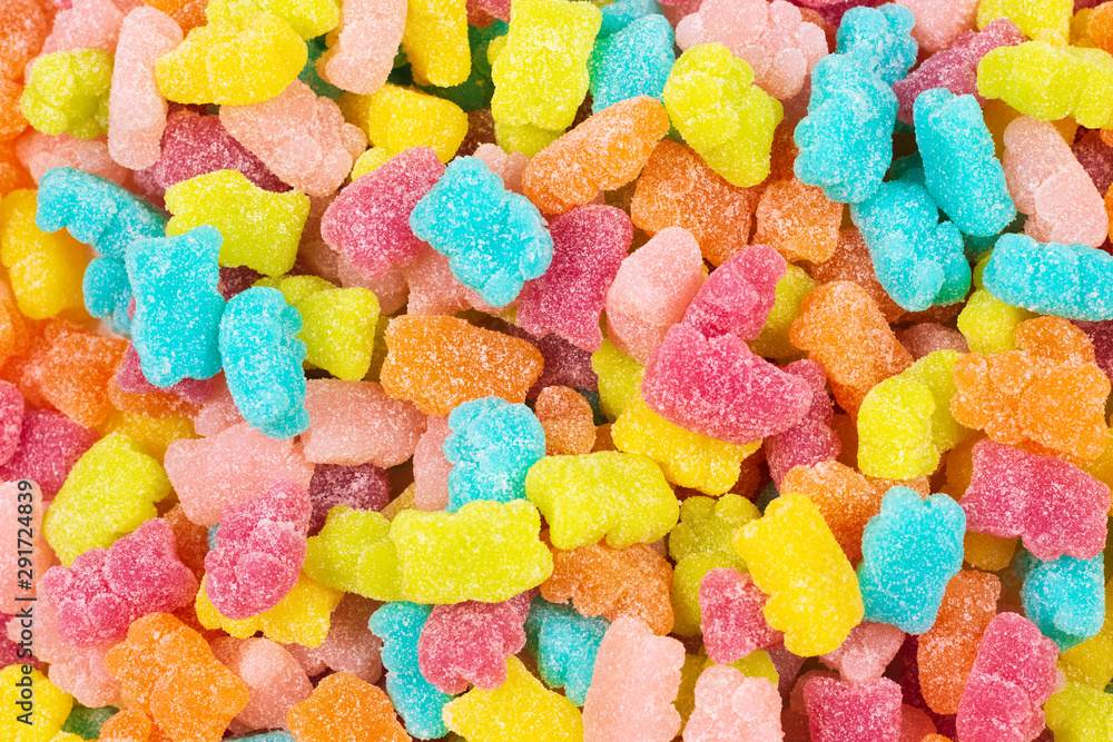 Jelly sweats bears background. Top view. Jelly sweats bears background. Top view.