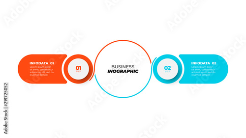 Business template design paper element with 2 options, steps. Vector template.