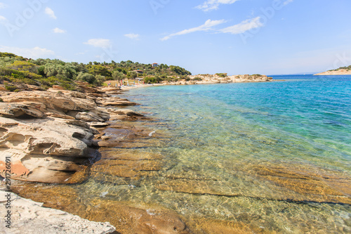 Summer rocky bay landscape at the coast of Sithonia Halkidiki Greece