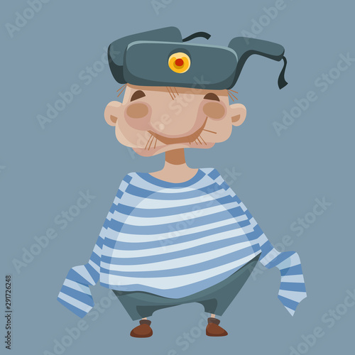 cartoon character in vest and hat with earflaps