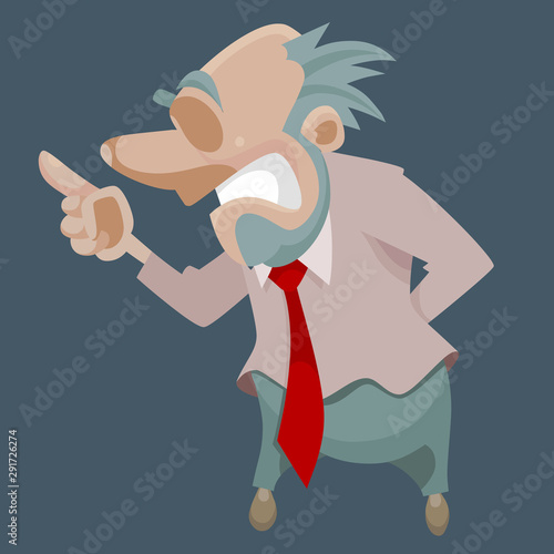 cartoon strict man threatens with index finger