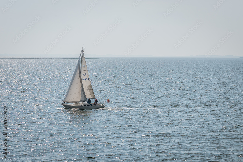 sailingboat alone in open sea in the danish south Fyn archipelago