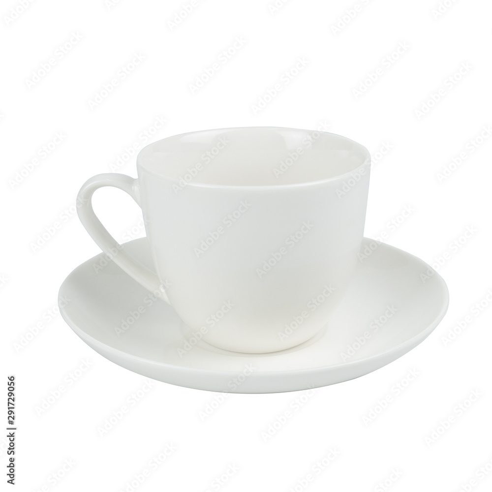 Empty coffee cup White ceramic isolated on white background.Top view.Mockup template for design or advertising Empty coffee cup White ceramic isolated on white background.Top view.Mockup template for design or advertising