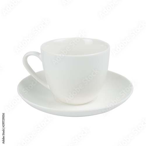 Empty coffee cup White ceramic  isolated on white background.Top view.Mockup template for design or advertising