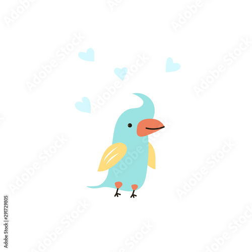Cartoon style icon of funny parrot toy. Baby shower.