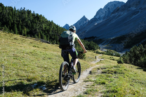 Mountain Biking around the high Valleys of Davos, Graubuenden, Switzerland, Europe