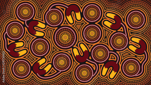 Illustration based on aboriginal style of background. Connection concept