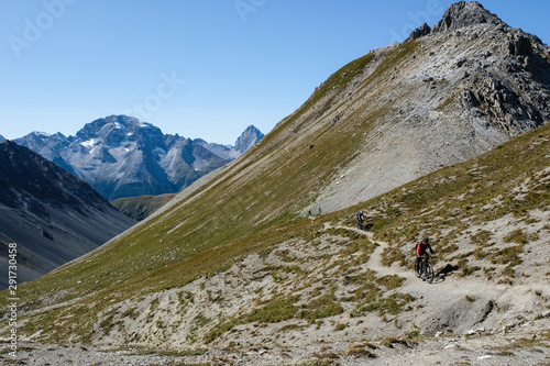 Mountain Biking around the high Valleys of Davos, Graubuenden, Switzerland, Europe