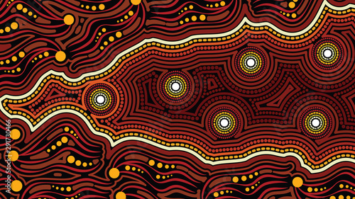 Illustration based on aboriginal style of dot background.