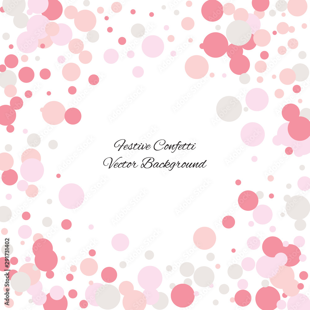 Festive color round confetti background. Square frame confetti texture for holiday, postcard, poster, website, carnivals, birthday and children's parties. Cover confetti mock-up. Wedding card layout