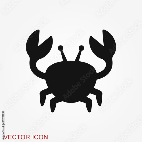Crab vector icon. crab sign on background