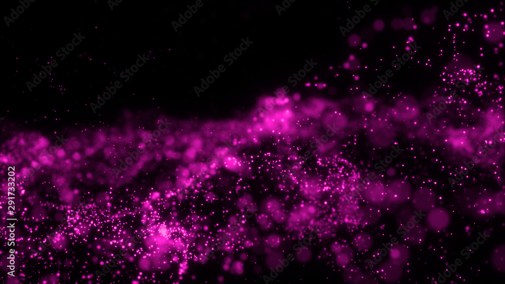 dark pink background.Light Illuminating pink Glitter Particles abstract futuristic with bokeh background. Future technology. Abstract futuristic. 3D rendering.