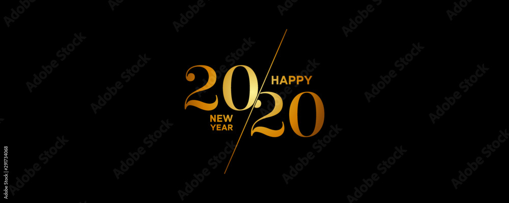 Fototapeta 2020 Logo szczęśliwego nowego roku tło. Szablon projektu broszury, plakat, karta, baner. Ilustracja wektorowa.