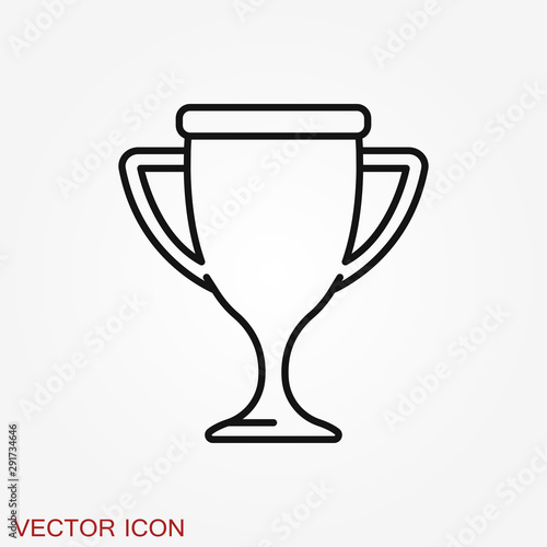 Trophy cup icon. Sport competition silhouette symbol.