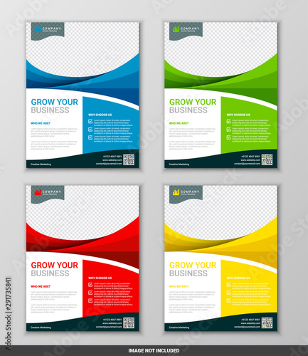 Modern business flyer design template set, vector illustration