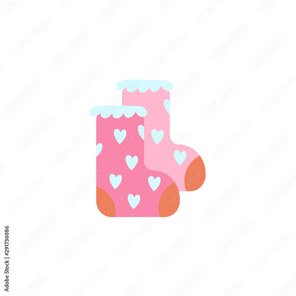 Cartoon style icon of baby socks for happy child. Simple accessory. Cartoon style icon of baby socks for happy child. Simple accessory.