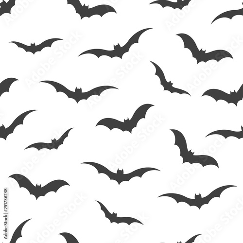 Seamless pattern with bats on white background, vector illustration