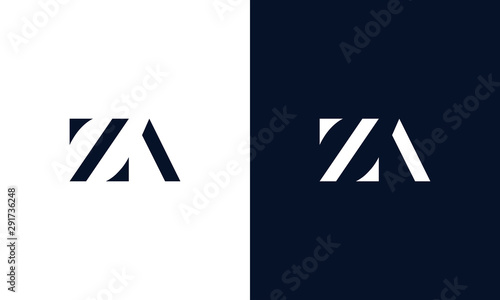 Minimalist abstract letter ZA logo. This logo icon incorporate with two abstract shape in the creative way.