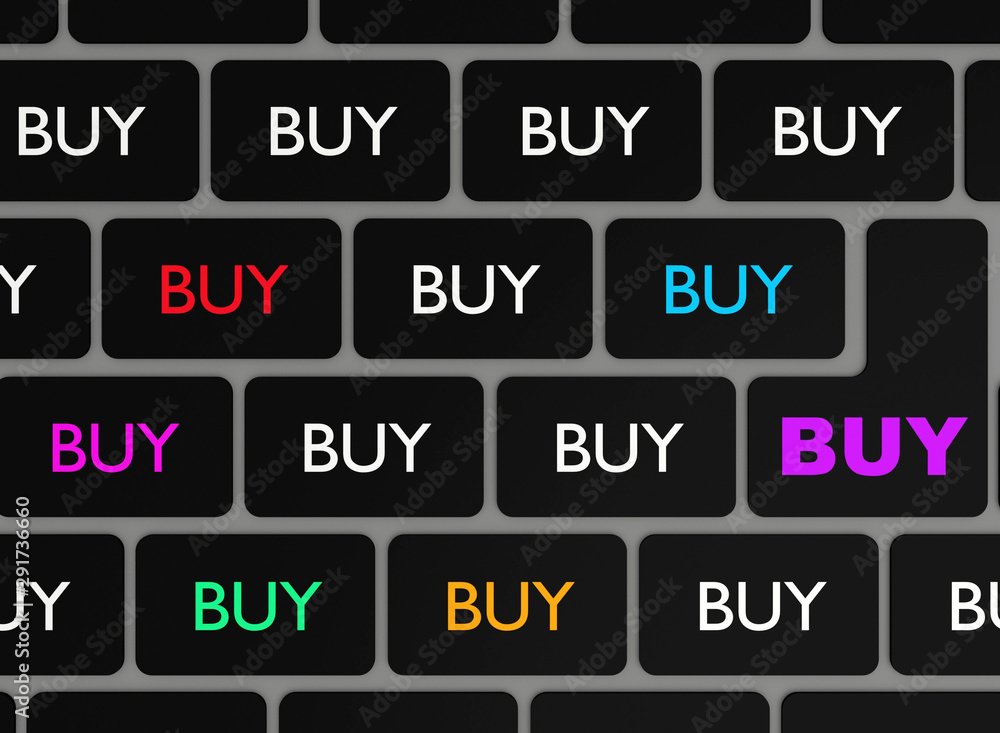 online shopping concept, keyboard of Shopaholic, 3d render, 3d illustration