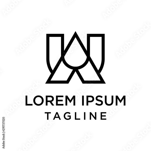 initial letter logo UA, AU, logo template