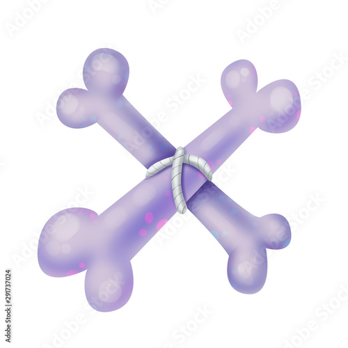 Purple bones linked together. Skeleton. Illustration for