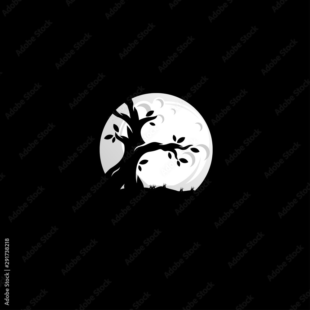 tree night logo design vector illustration