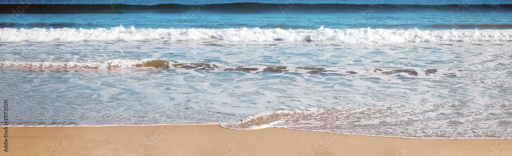 Sea waves on the sand panorama