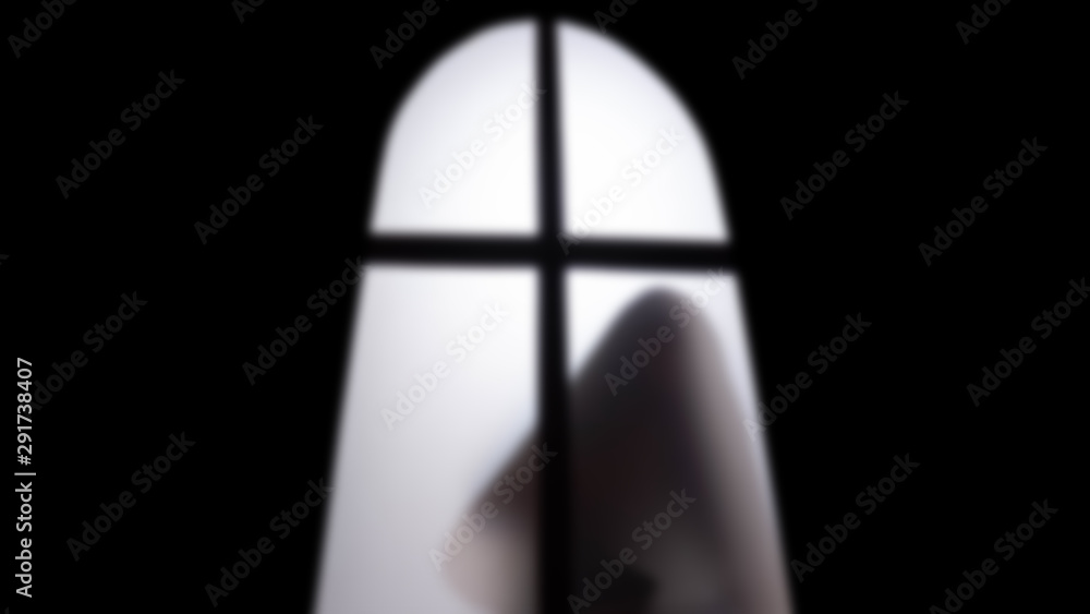 Ghost shadow at the glass door Ghost shadow at the glass door