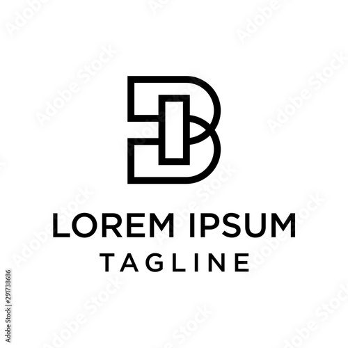 initial letter logo BI, IB logo template