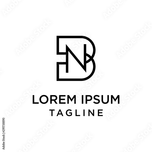 initial letter logo BN, NB logo template