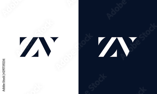 Minimalist abstract letter ZV logo. This logo icon incorporate with two abstract shape in the creative way.