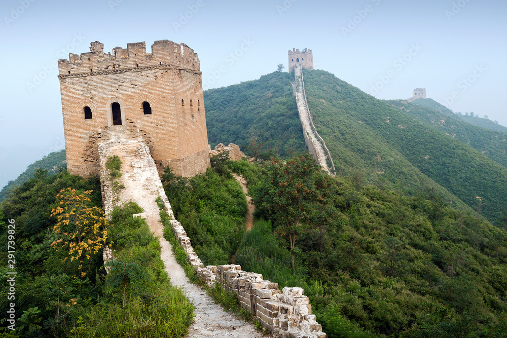 Brick watchtowers all along the Great Wall, China