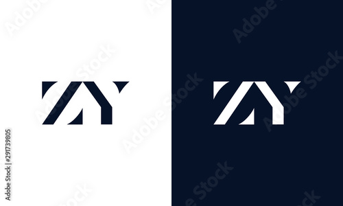 Minimalist abstract letter ZY logo. This logo icon incorporate with two abstract shape in the creative way.