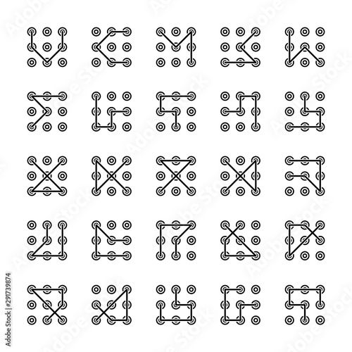 Lock screen icon conceptual design illustration vector,Lock screen icon set include password , touchscreen ,display