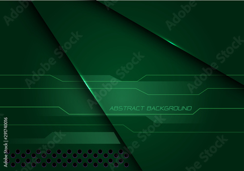 Abstract green metallic overlap cyber design modern futuristic technology background vector.