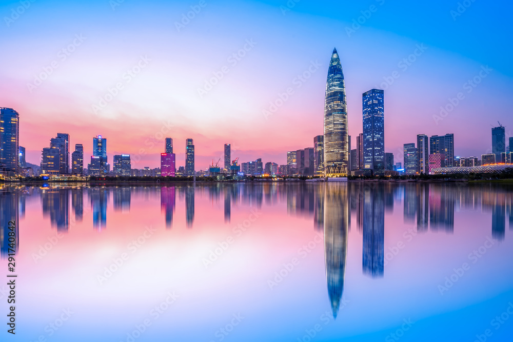 Shenzhen City Skyline and Nightscape of Architectural Landscape