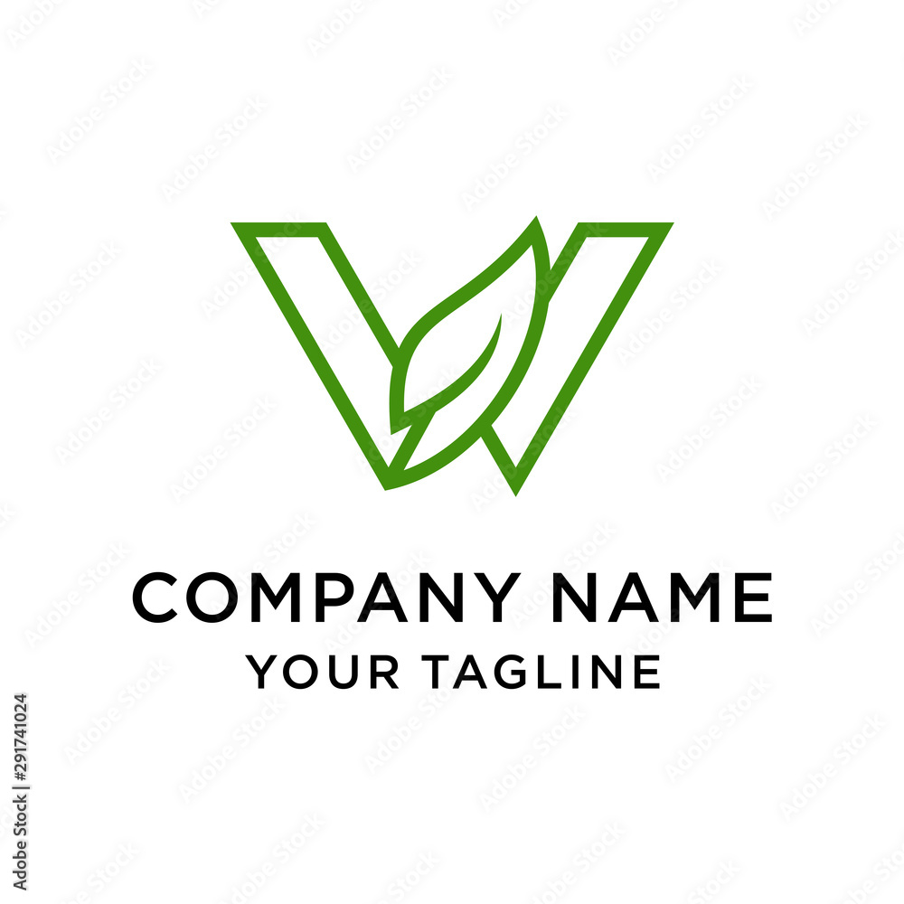 Initial letter W leaf logo design template Initial letter W leaf logo design template