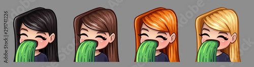 Emotion icons sick girl for social networks and stickers