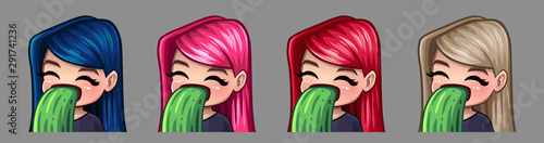 Emotion icons sick girl for social networks and stickers
