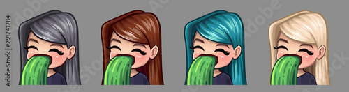 Emotion icons sick girl for social networks and stickers
